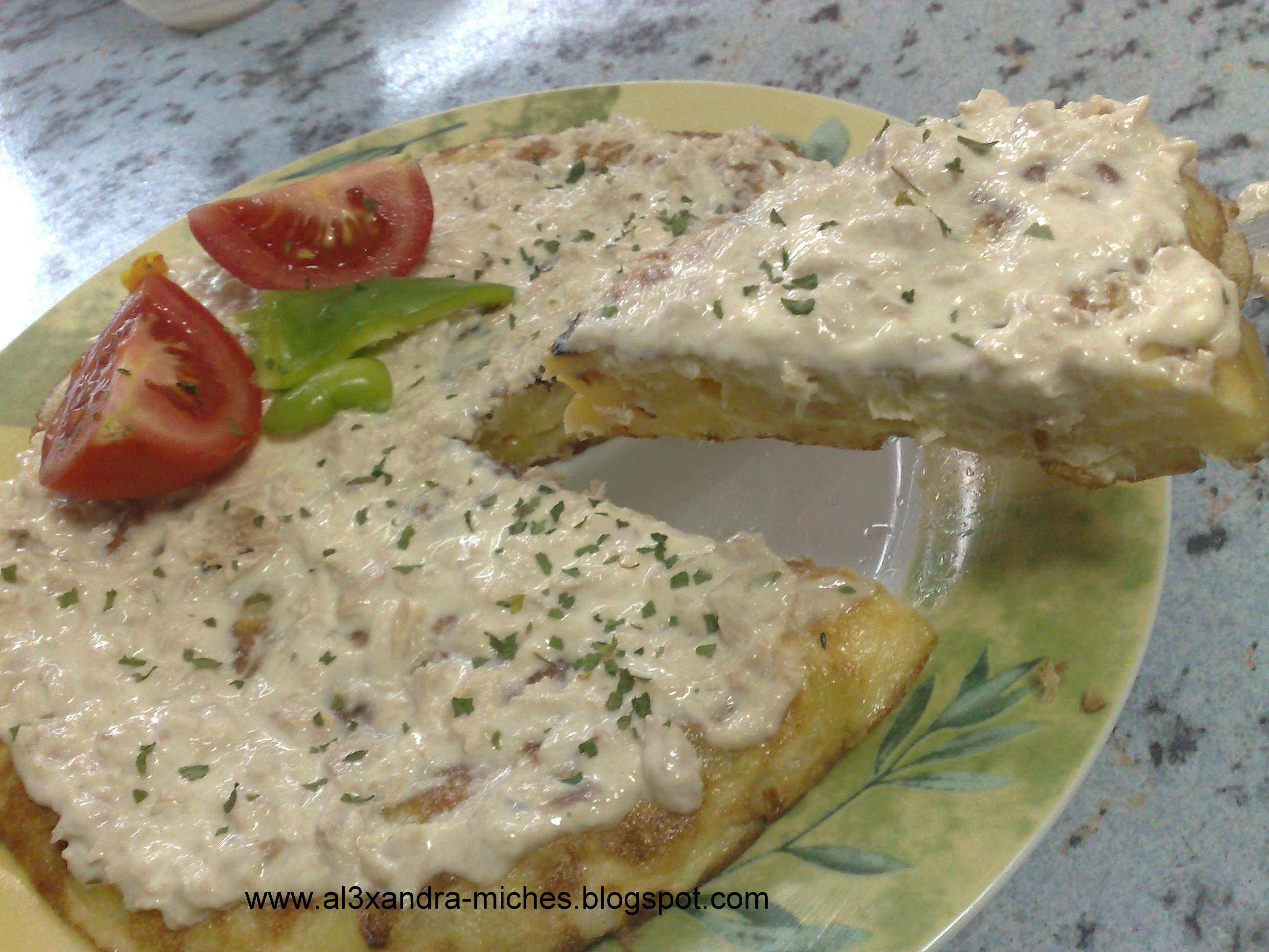 Tortilla de cartofi cu ton si maioneza