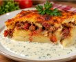 Gratin de paste cu pui, ciuperci si bacon-10