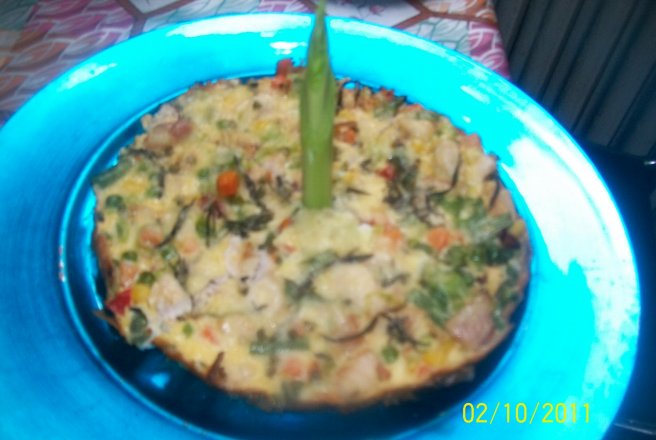 Frittata de legume cu pui si bacon