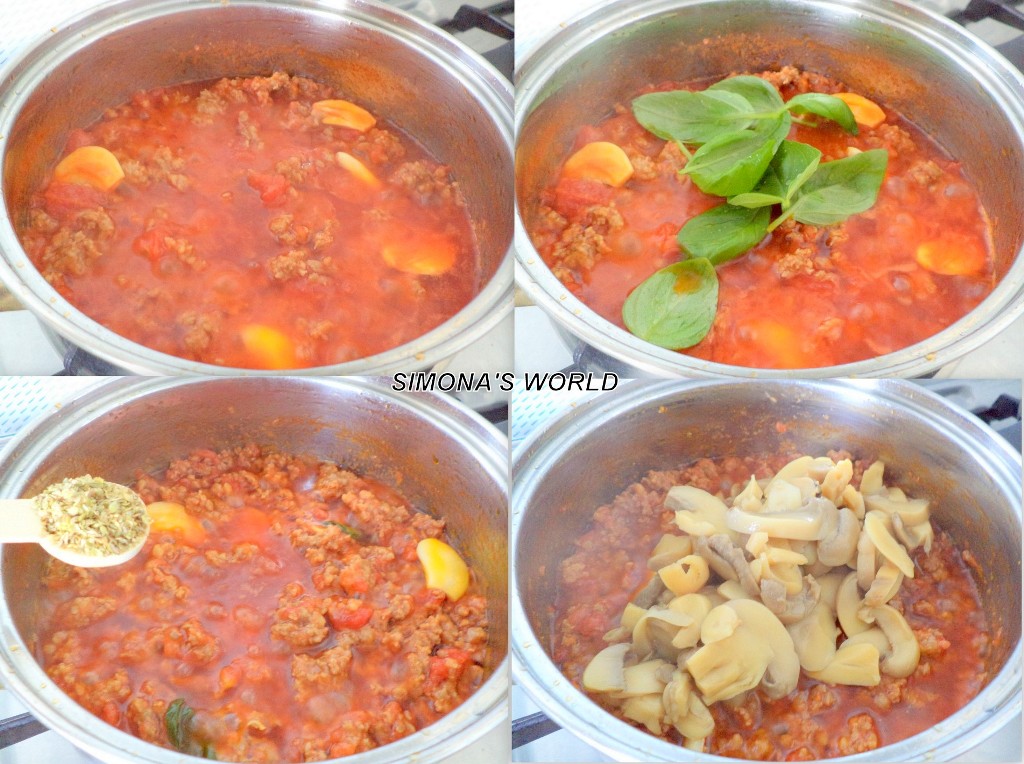 Penne cu carne tocata si ciuperci