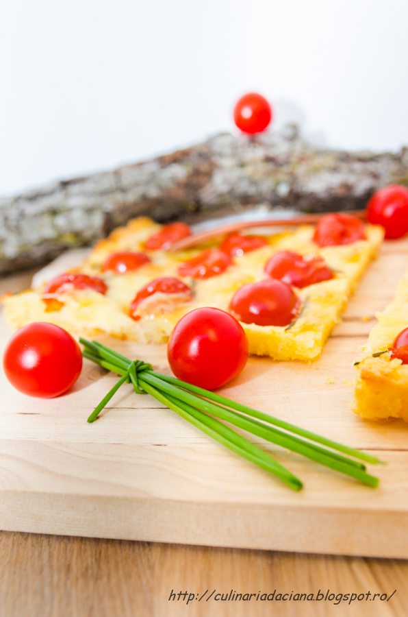 Tarta cu mozzarella, rosii cherry si chives