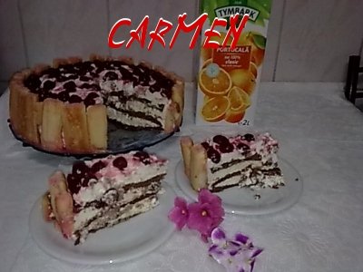 Tort de visine cu crema de iaurt.