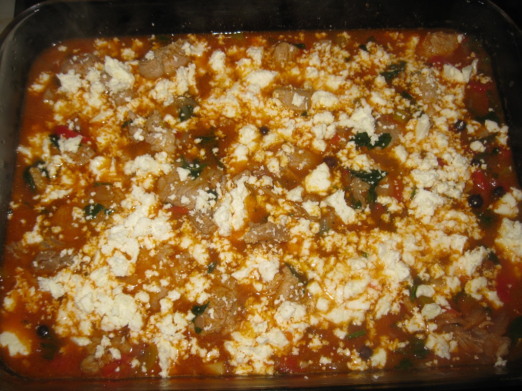 Carne de porc cu feta la cuptor