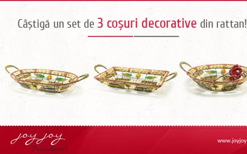 Castiga un set de 3 cosuri impletite din rattan de la Joy Joy