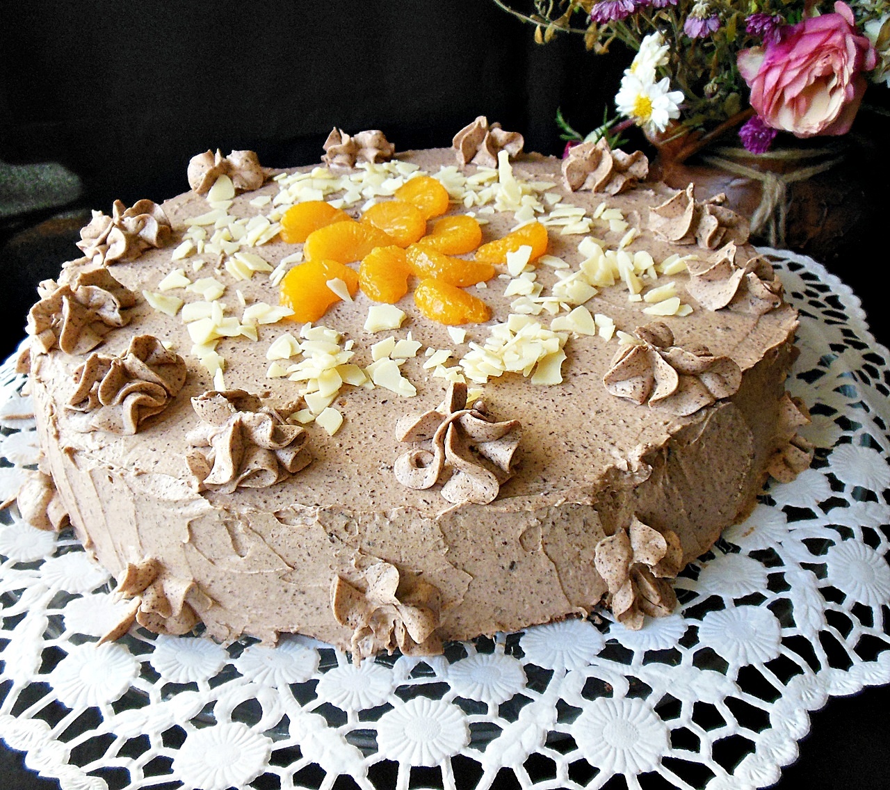 Tort cu ganache de ciocolata, mascarpone si mandarine