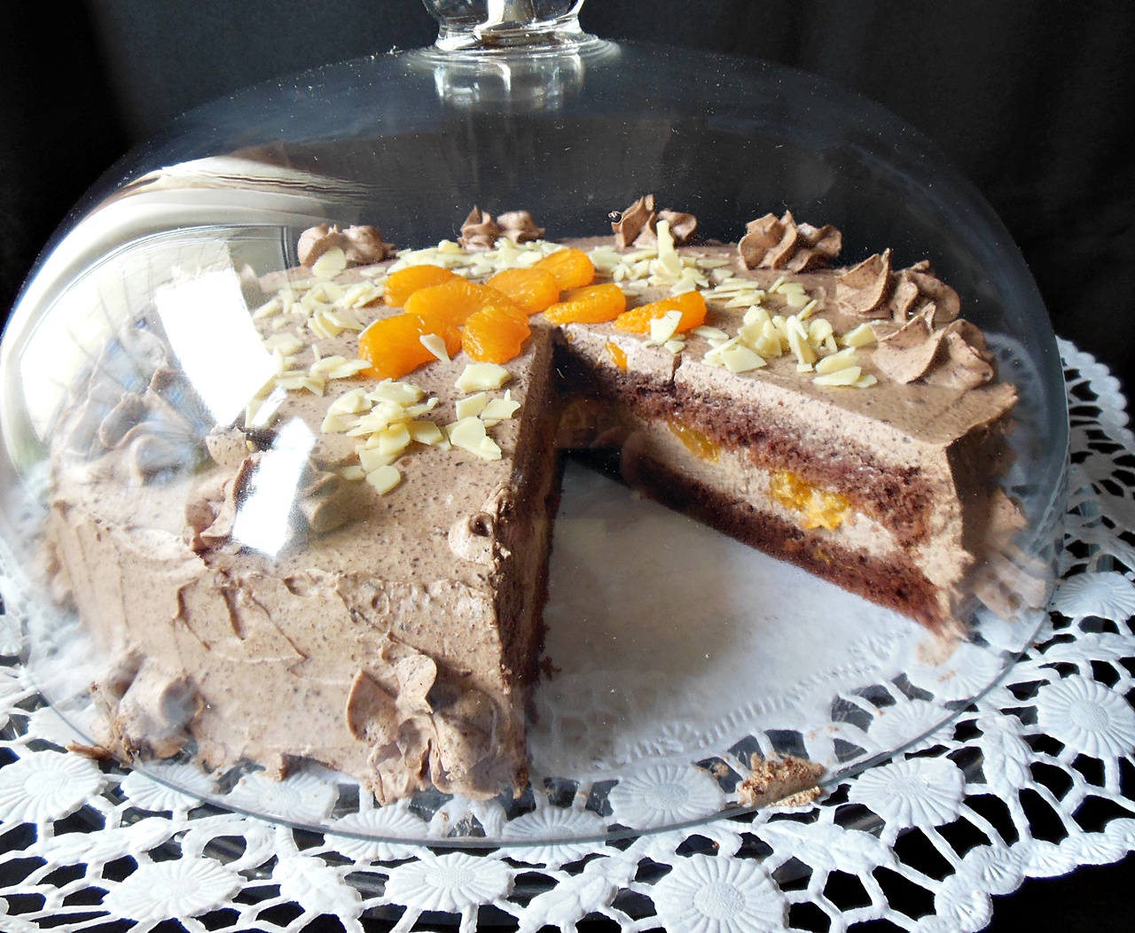 Tort cu ganache de ciocolata, mascarpone si mandarine