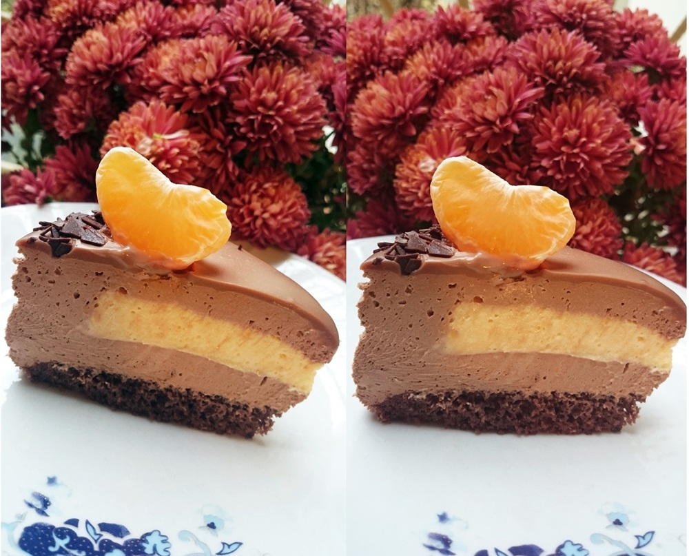 Tort cu mousse de mandarine si ciocolata