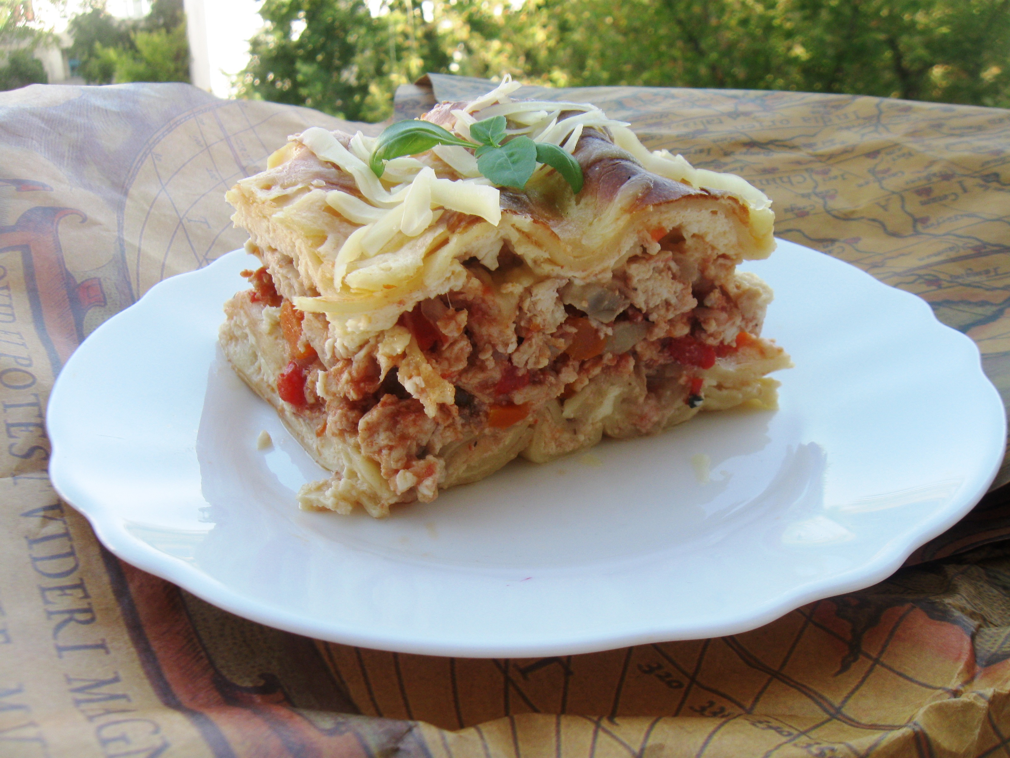 Lasagna cu ciuperci si piept de pui