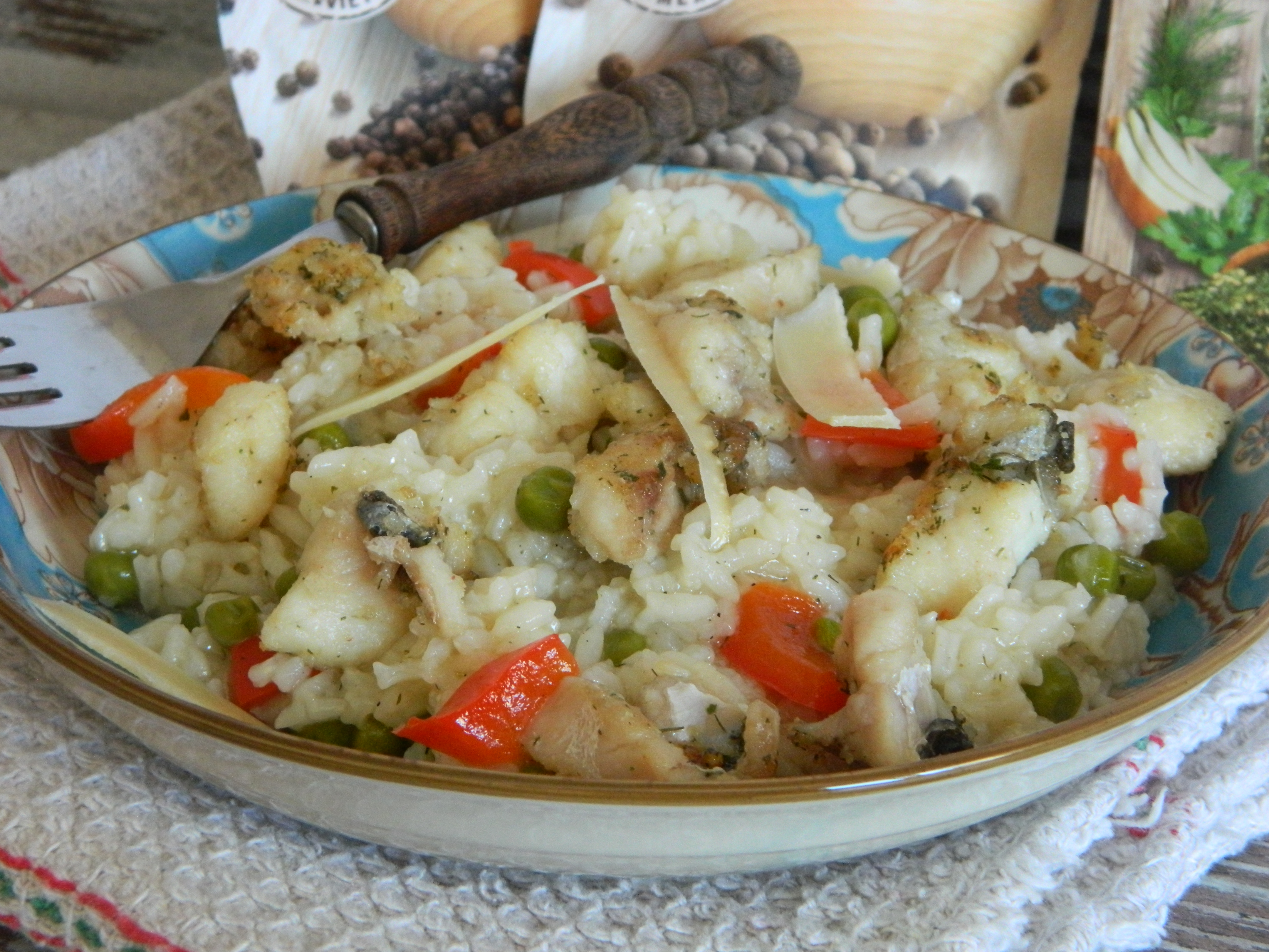 Risotto cu mazare, ardei gras si somn