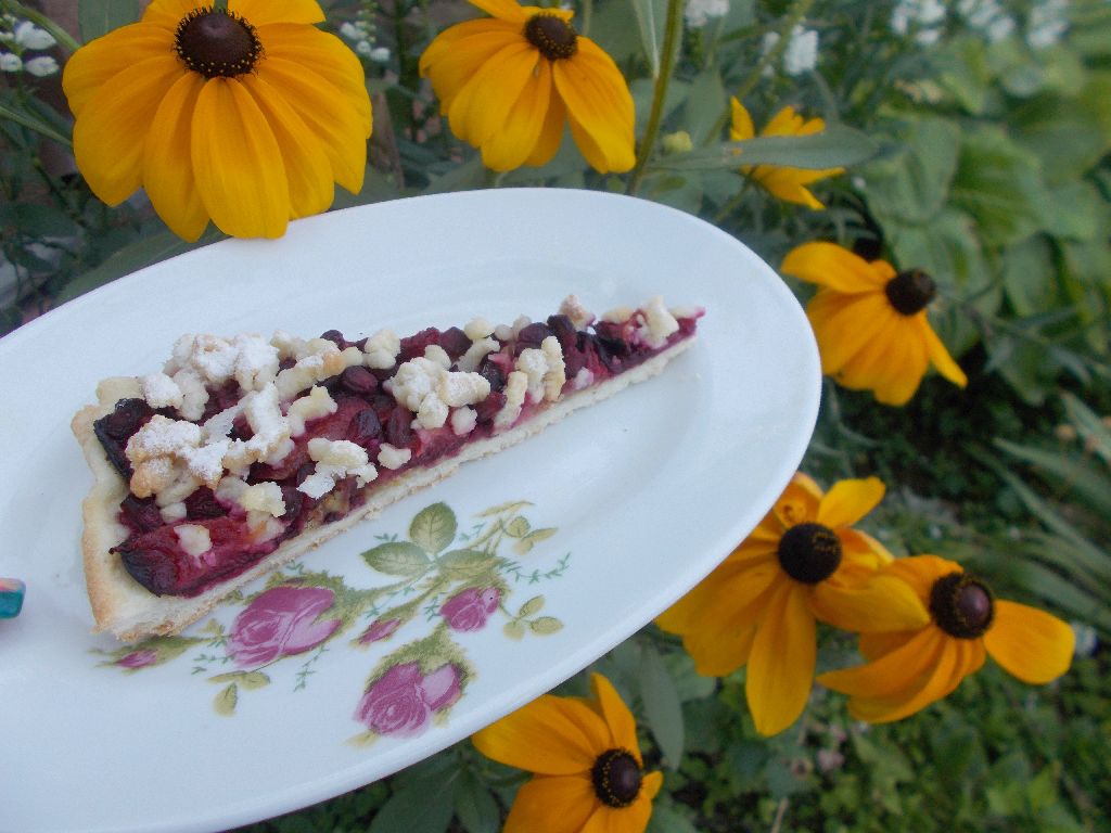 Desert tarta frageda cu prune si rodie