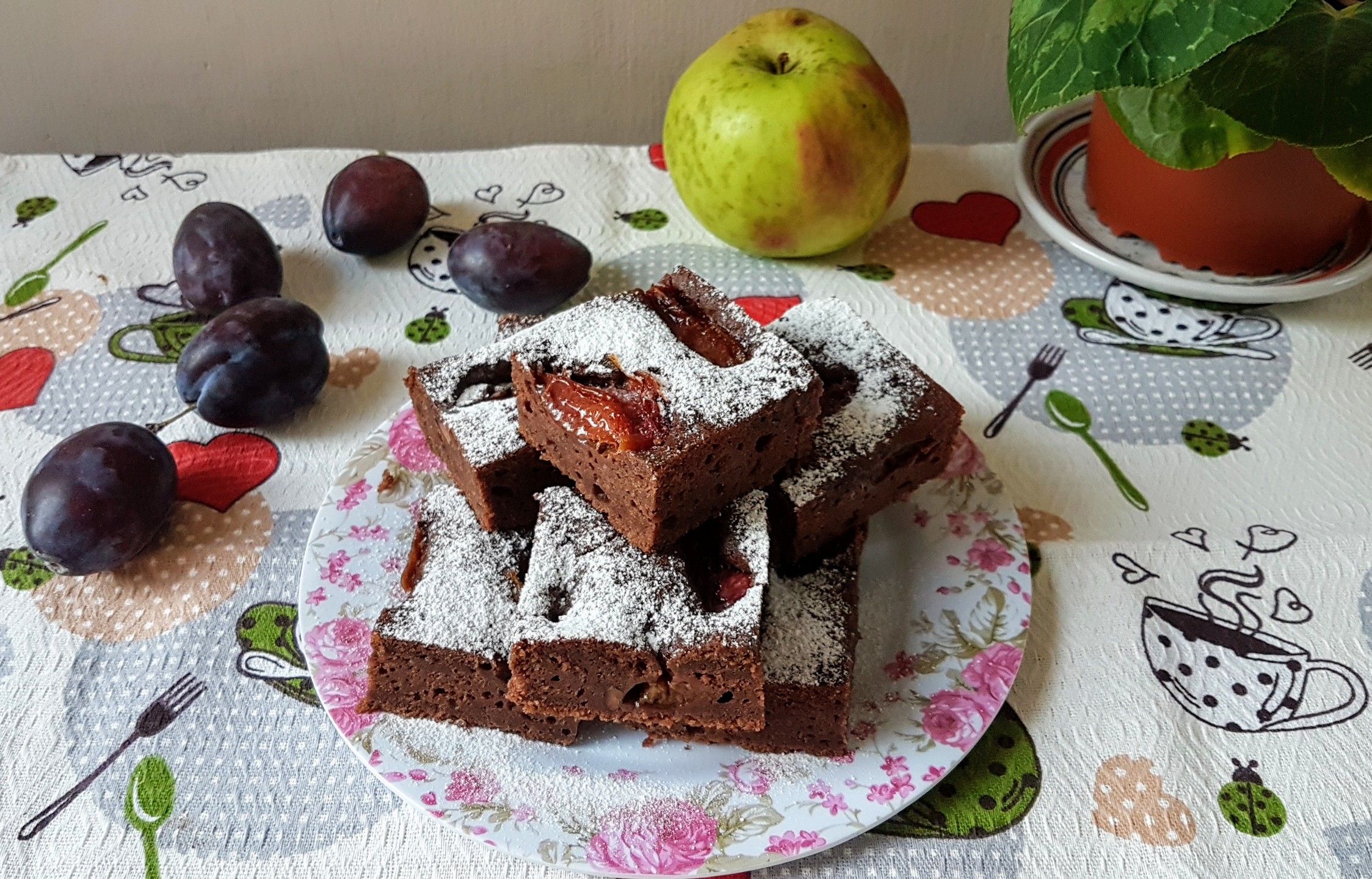 Desert prajitura cu gem de prune si nuci - de post