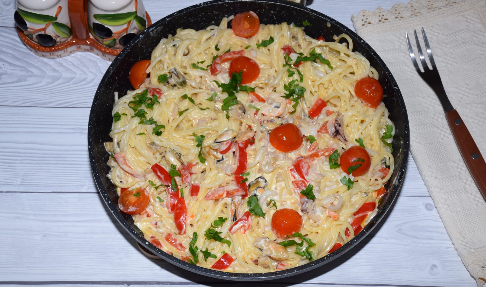 Paste cu fructe de mare si mascarpone