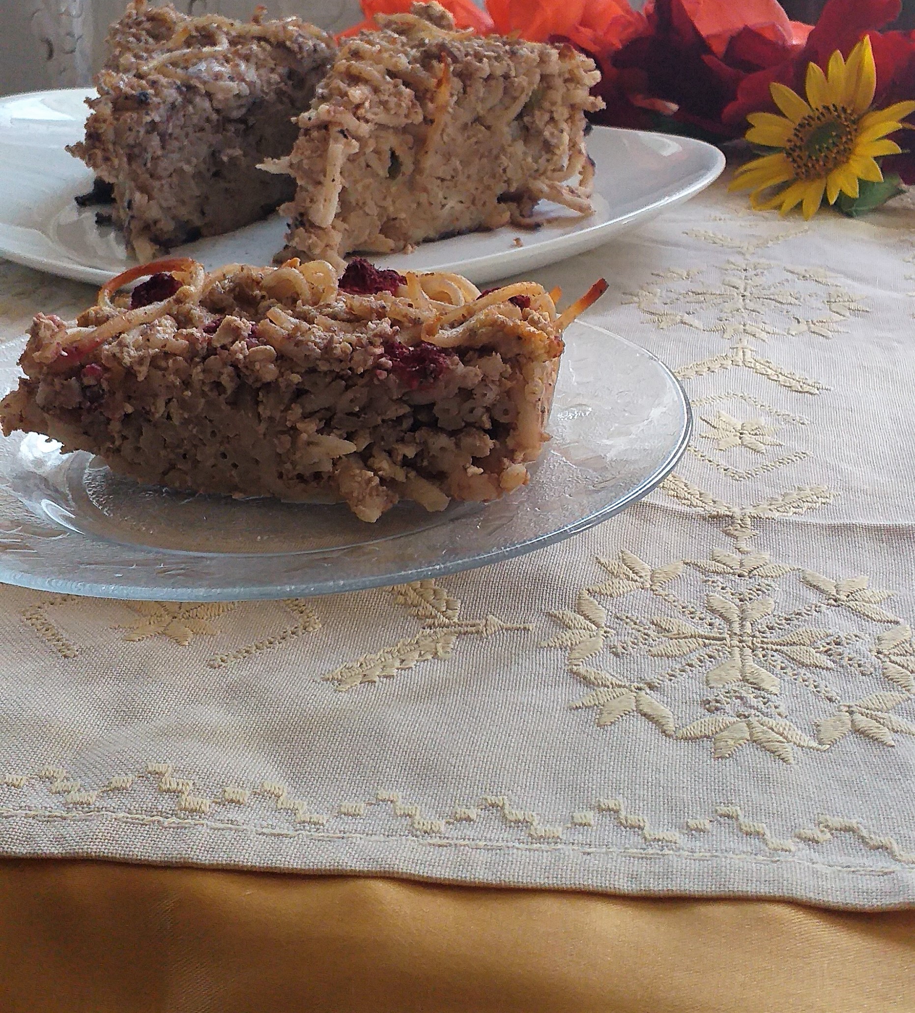 Desert budinca de macaroane cu branza si nuca