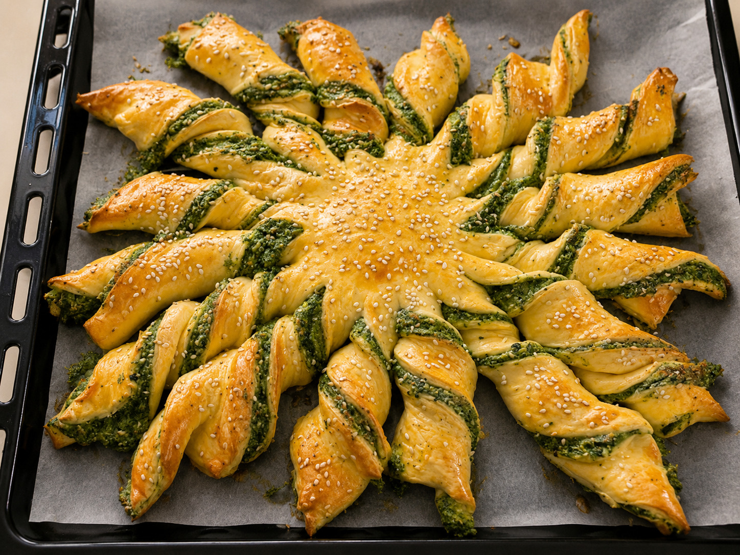 Placinta floare cu spanac si branza