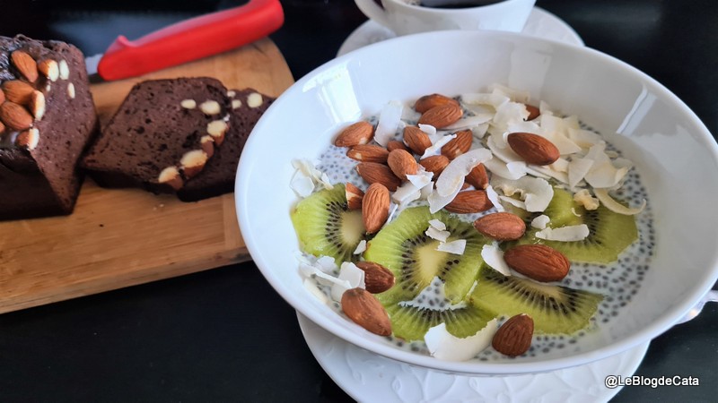 Desert budinca de chia cu kiwi si migdale