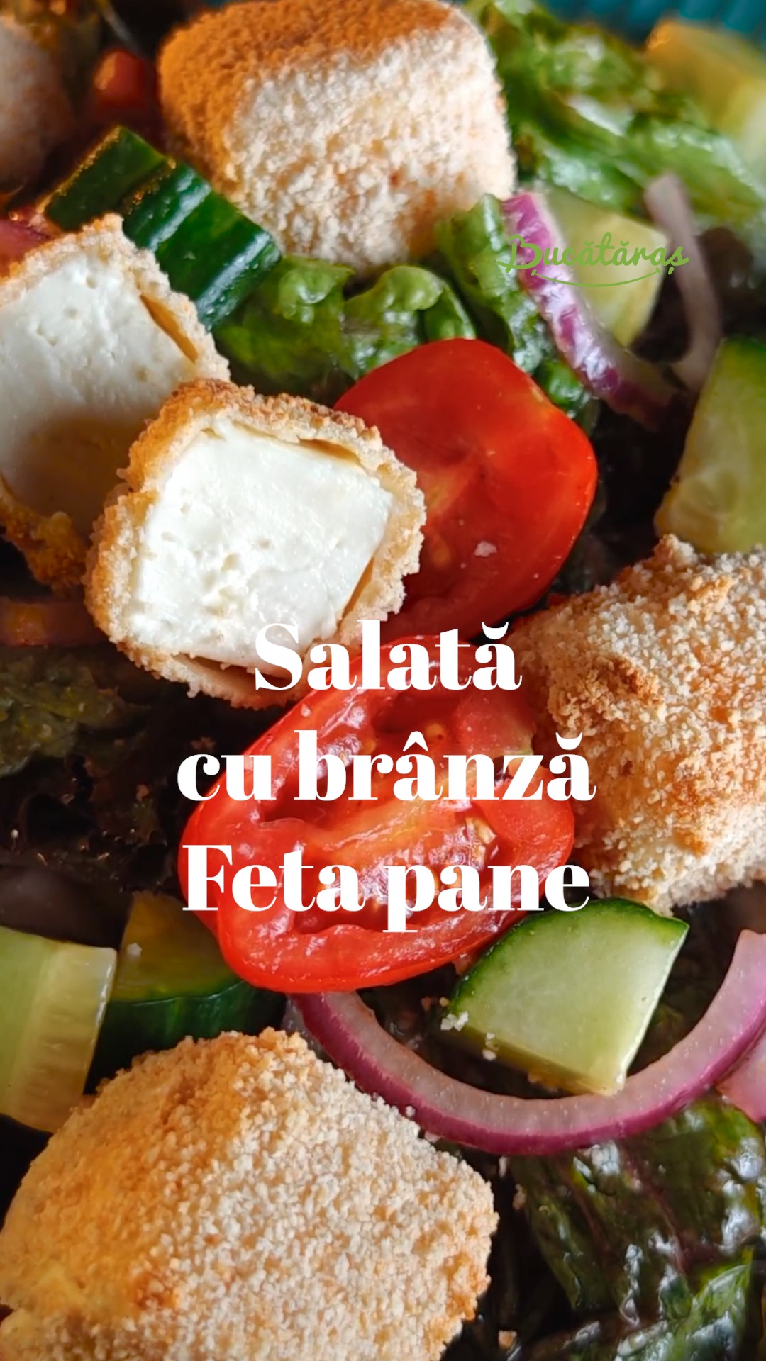 Salată cu brânză feta pane - Rețeta simplă și gustoasă