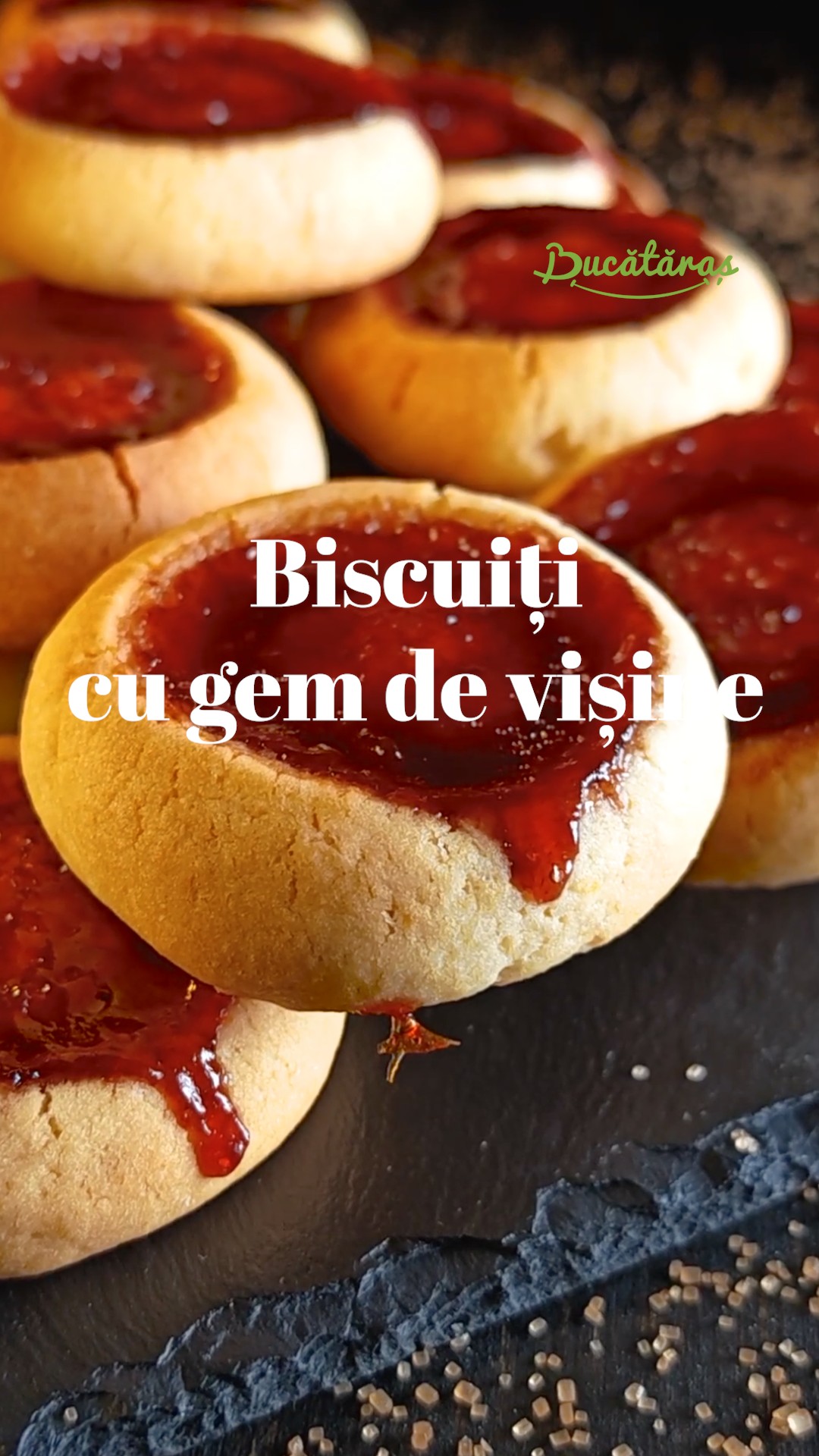 Biscuiți cu gem de vișine - Fragezi și delicioși