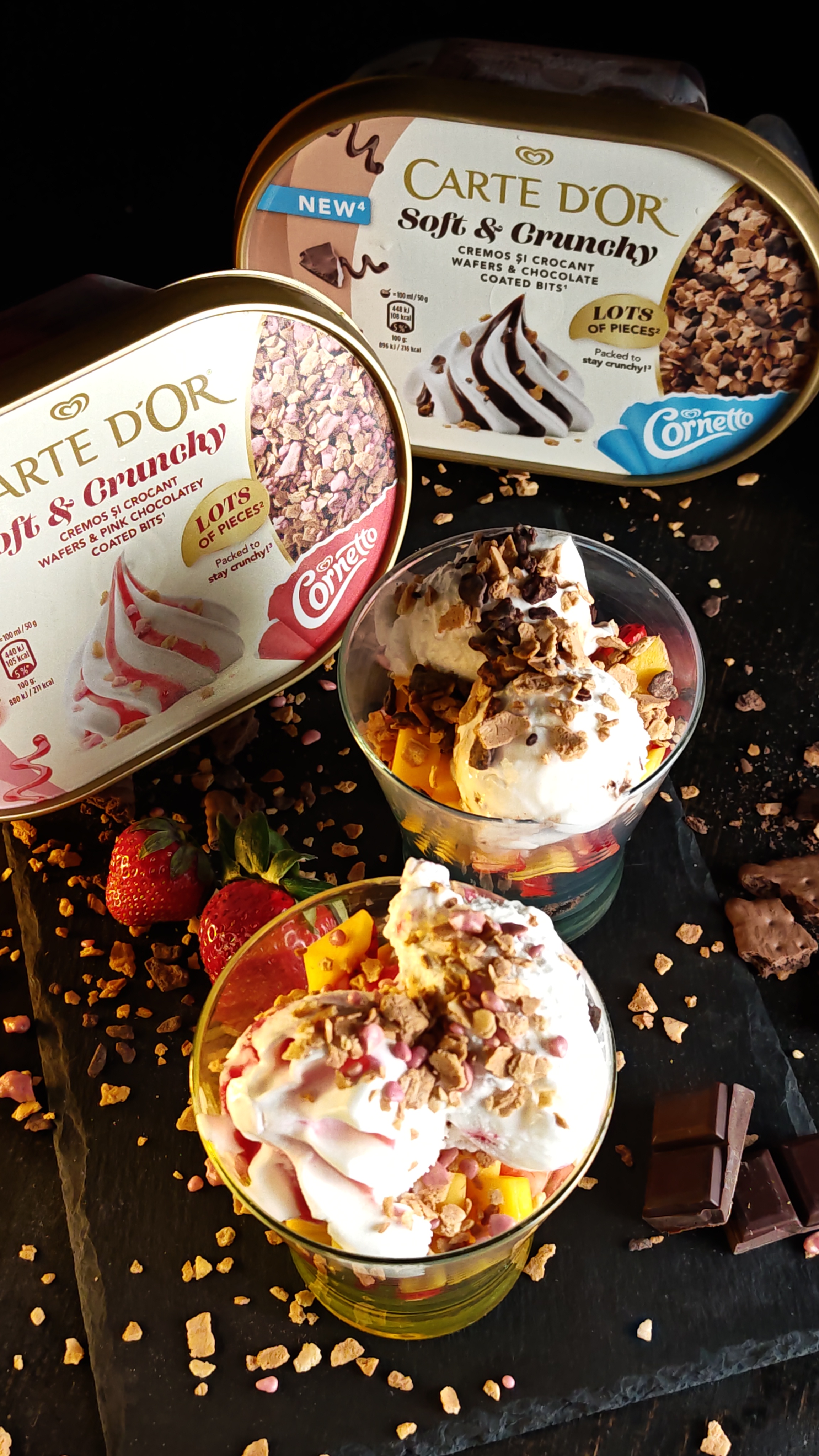 Desert la pahar cu înghețată crunchy - Rapid și perfect pentru orice ocazie